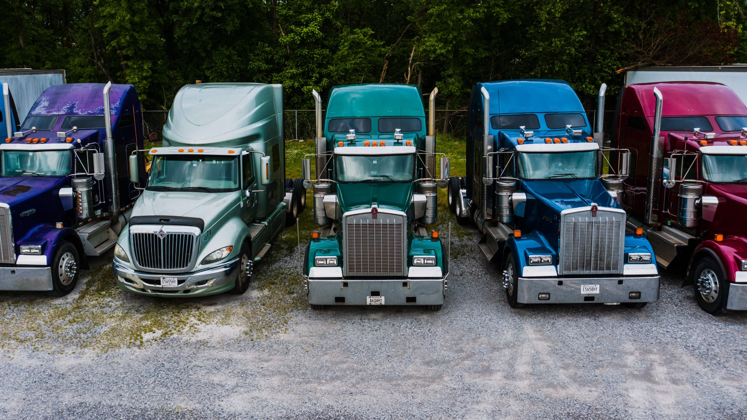 Row of Vibrant Long Haul Trucks