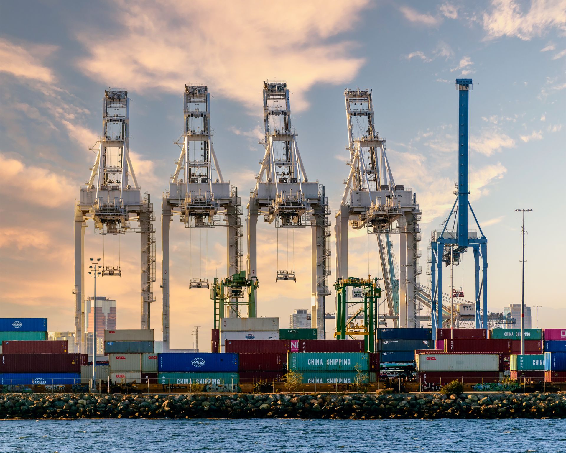 Busy port in California