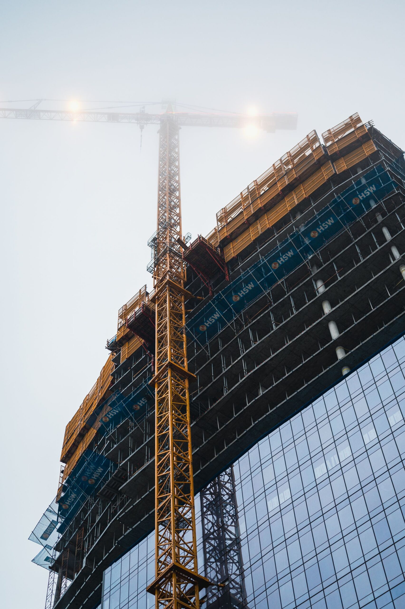 Construction of modern skyscraper