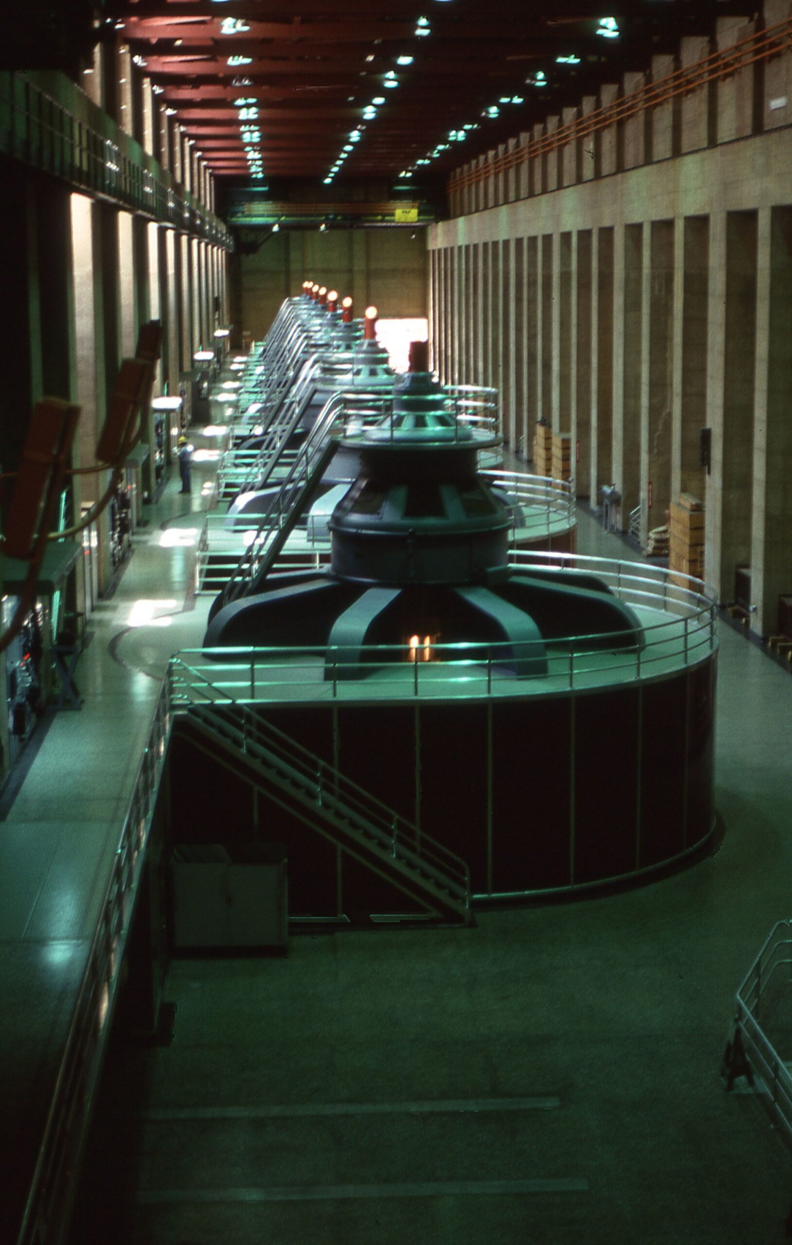 Generators inside a hydroelectric power station